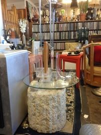 Post Modern Glass Top Table/Custom Made 1980s Triangular Stacking Tables