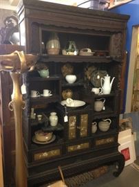 Turn of the Century Chinese Fitted Cabinet/Ceramics & Studio Pottery