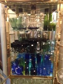 Vintage Glassware/1980s Brass & Glass Display Cabinet