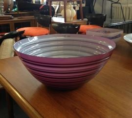 Large Signed Alfredo Barbini for Oggetti of Murano Italian Art Glass Flared Bowl