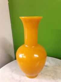 8.5" Antique 19th Century Chinese Yellow Peking Glass Imperial Vase