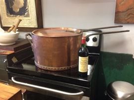 Jumbo Hand Forged Copper Pot w/ Iron Handles/Riveted 19th C Stove NFS
