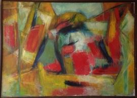 JOO-YON OHM-CEDERBERG Original Abstract Expressionist Oil Painting 1950s MCM
