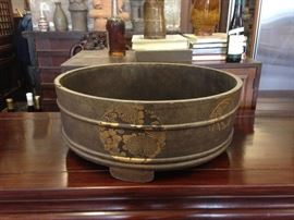 Antique 19th Century Japanese Lacquer Hibachi with Maki-e Details 20.5" 
