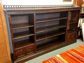 1890s Irish Oak Carved Sectional Bookcase Turn of the Century Gaelic Folk Art