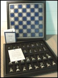 Civil War National Historical Society Authentic Franklin Mint pewter chess set with coa