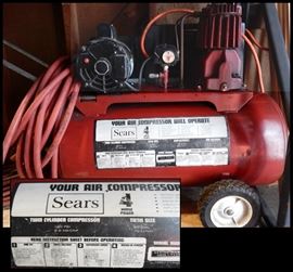  Four horse power twin cylinder Sears air compressor