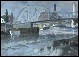  Original cityscape bridge painting by Merlyn Balanger