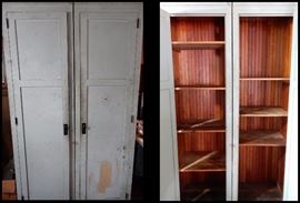 Outside and inside of garage cabinets (2) side by side