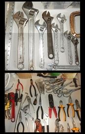 More tools including adjustable wrenches, wire cutters, scissors, tape, clamps, and more.