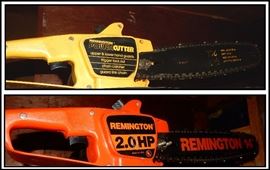 Two electric chainsaws
