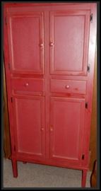  Vintage wooden cupboard painted red
