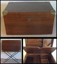 Wooden chest on folding stand 20" x 12" x 12"