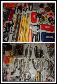 Tools - drills, wrenches, cutters, bits, tape measures, flashlights