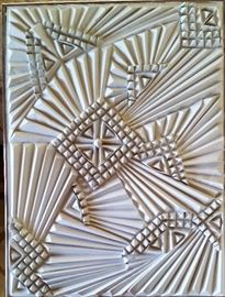 (Herman Renger) One-of-a-kind abstract folded paper art piece.