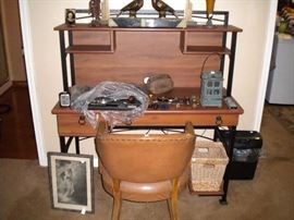 Desk, Leather chair and more.