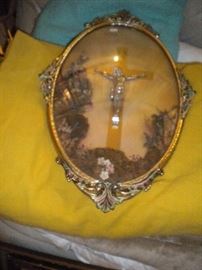 1930' framed Jesus on cross.