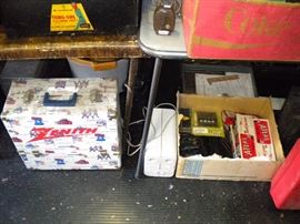 Vintage train parts and Zenith case.