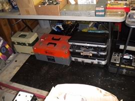 Repairmen chest, TV and radio tubes, repairmen tools and more.