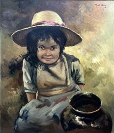 Sweet Jose Vives-Atsara painting.  Early and medium to large size!!!!