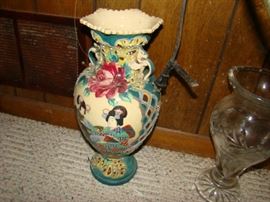 Large Satsuma vase, cut crystal