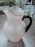 1935-36 Fenton art glass 10" pitcher-Ming pattern, Rose acid etched