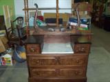 Walnut washstand with marble insert