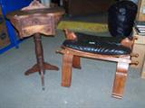 Vintage table with drawer and camel seat