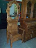 Oak hall tree with seat storage