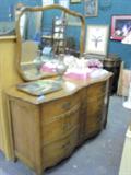 Dresser with mirror and single bed--see next picture