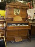 Ornate oak pump organ--comes in two pieces--works