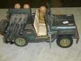 MILITARY JEEP WITH AA GUNS AND MEN. MADE IN JAPAN.