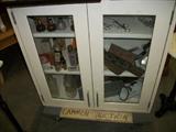 VINTAGE MEDICAL CABINET FULL OF INSTRAMENTS.