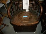 LOOK LOOK WHAT EVERYBODY NEEDS. NEW IMPROVED ANTIQUE TOILET CHAIR.