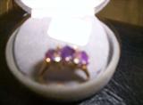 14k gold diamond and amethyst ring