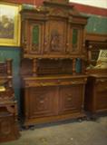 GREAT 1800's oak sideboard--ornate carvings--very unique--possibly German or Dutch