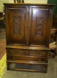 English Oak china cabinet--see 2 preceding photos