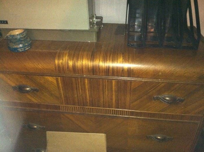Antique Wood Laminate Chest of Drawers 