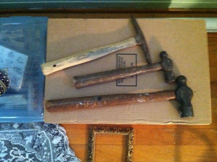 Tools with wooden handles. 