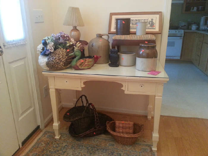 Painted Table & Crocks