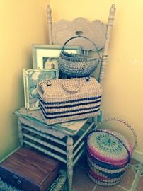 old chair and baskets