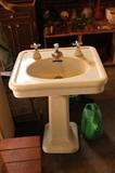 Vintage pedestal sink also vintage toliets
