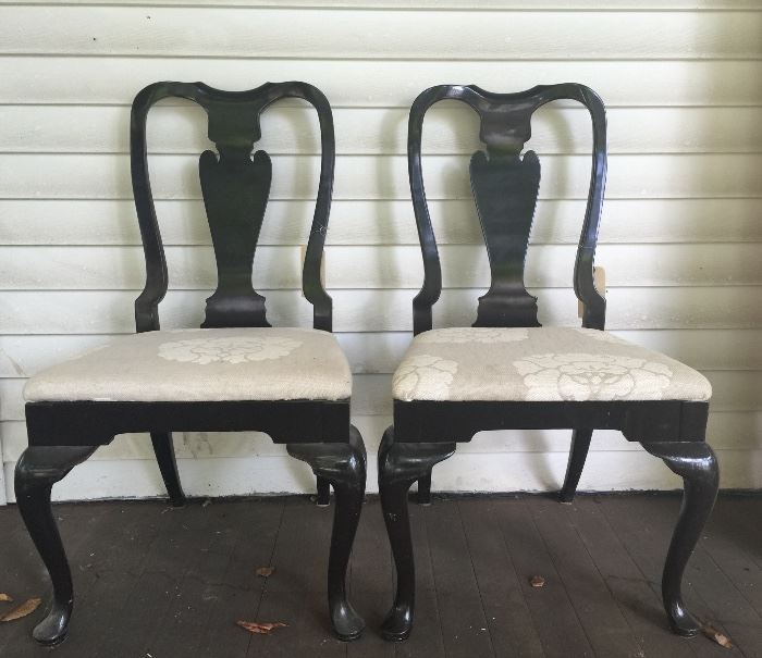 2 antique wood dining room chairs 