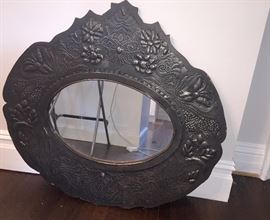 Large stamped metal mirror from Mexico