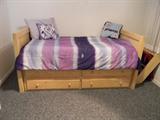 second captain's twin bed with underneath storage in blond wood