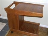 teak tea cart with locking storage at the back