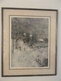 Limited edition (59/100) print by Bernard Gantner of a snow covered country road.