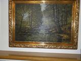 painting of a wooded setting.