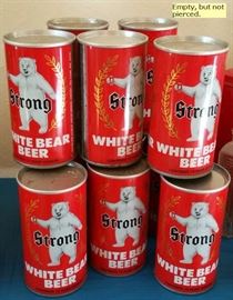 Strong White Bear Beer empty but sealed cans