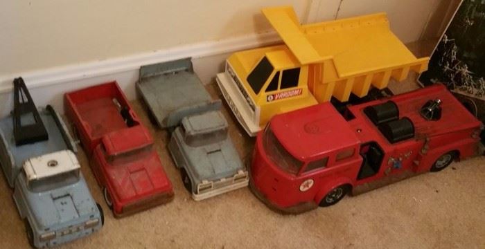 Steel and plastic toy trucks